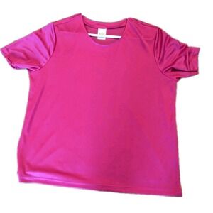 Blair‎ Pullover Short Sleeve Stretchy Top. XL Satiny Fuchia Pink. Machine Wash